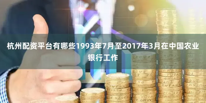杭州配资平台有哪些1993年7月至2017年3月在中国农业银行工作